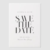 ミニマモダンリストのシックな結婚式の日付を保存 ベラム紙招待状 (正面)