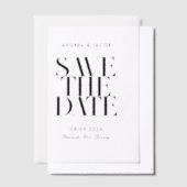 ミニマモダンリストのシックな結婚式の日付を保存 ベラム紙招待状 (オフセット)
