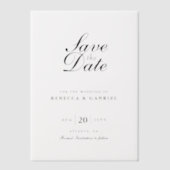 ミニマモダンリストのシックな結婚式の日付を保存 ベラム紙招待状 (正面)