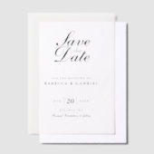 ミニマモダンリストのシックな結婚式の日付を保存 ベラム紙招待状 (オフセット)