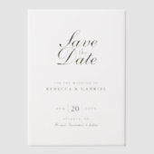 ミニマモダンリストのシックな結婚式の日付を保存 ベラム紙招待状 (正面)