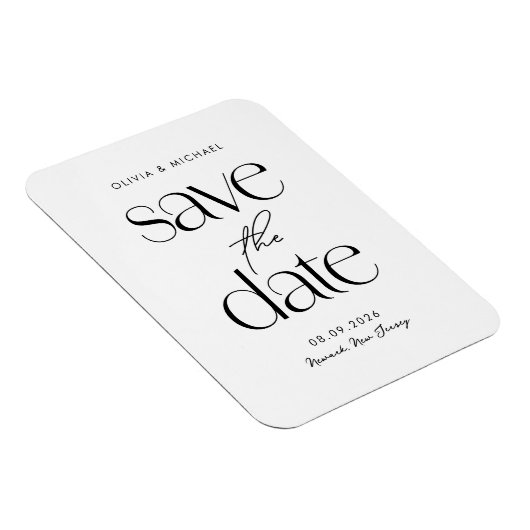 ミニマモダンリストのシックな結婚式の日付を保存 マグネット (右側)