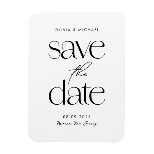 ミニマモダンリストのシックな結婚式の日付を保存 マグネット (縦)