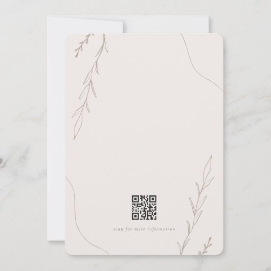 ミニマモダンリストのシックな葉のボ結婚タニカル 招待状 (裏面)