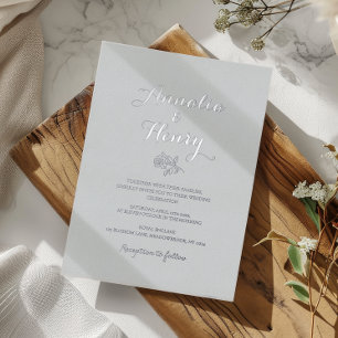ミニマモダンリストのシルバーバララインア結婚ート 箔招待状