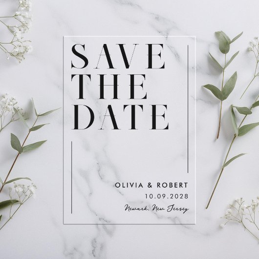 ミニマモダンリストのシ結婚ック アクリル招待状