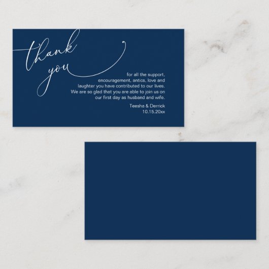 ミニマモダンリストのスクリプ結婚ト、ありがとう エンクロージャーカード (正面/裏面)