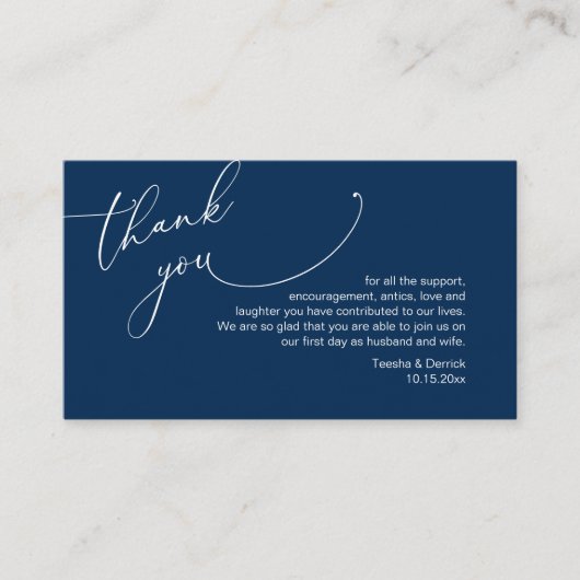 ミニマモダンリストのスクリプ結婚ト、ありがとう エンクロージャーカード (正面)