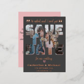 ミニマモダンリストのスタイリッシュタイポグラフィ写真 箔シーズンポストカード (正面/裏面)