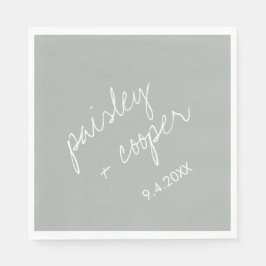 ミニマモダンリストのセージ結婚グリーンのナプキン スタンダードランチョンナプキン