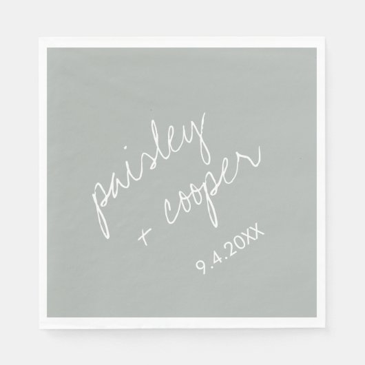 ミニマモダンリストのセージ結婚グリーンのナプキン スタンダードランチョンナプキン (正面)