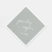 ミニマモダンリストのセージ結婚グリーンのナプキン スタンダードランチョンナプキン (角)