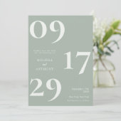 ミニマモダンリストのセージ結婚グリーン セーブザデート (スタンド正面)