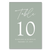 ミニマモダンリストのセージ結婚グリーン テーブルナンバー (裏面)