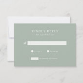 ミニマモダンリストのセージ結婚グリーン 出欠カード (正面)