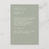 ミニマモダンリストのセージ結婚グリーン 出欠カード (正面)