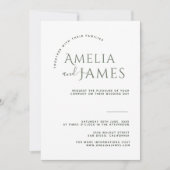ミニマモダンリストのセージ緑の結婚写真 招待状 (正面)