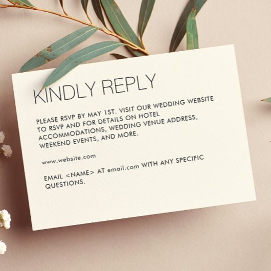 ミニマモダンリストのソフト結婚ホワイト 出欠カード