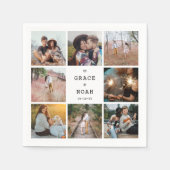 ミニマモダンリストのタイプライター写真のコラージュ結婚ズ スタンダードカクテルナプキン (正面)