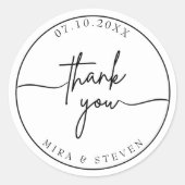 ミニマモダンリストのタイポグラフィは感謝していあなた結婚の ラウンドシール (正面)