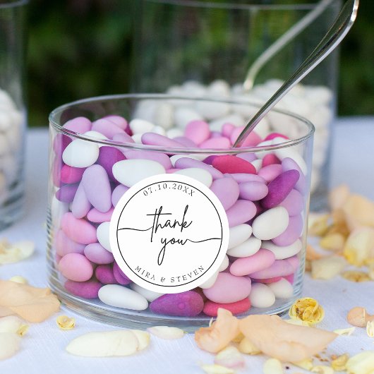 ミニマモダンリストのタイポグラフィは感謝していあなた結婚の ラウンドシール