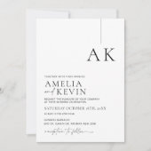 ミニマモダンリストのタイポグラフィ結婚の 招待状 (正面)