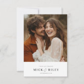 ミニマモダンリストのタイポグラフィ結婚写真 サンキューカード (正面)