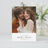 ミニマモダンリストのタイポグラフィ結婚写真 サンキューカード (スタンド正面)