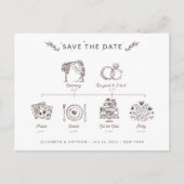 ミニマモダンリストのタイムラ結婚インの日付を保存 ポストカード (正面)