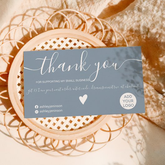 ミニマモダンリストのダスティブルー感謝していオーダー 名刺