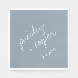 ミニマモダンリストのダスティ結婚ブルーのナプキン スタンダードランチョンナプキン