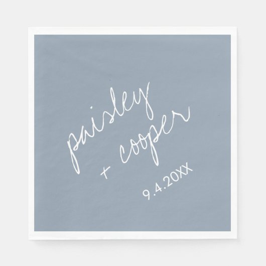 ミニマモダンリストのダスティ結婚ブルーのナプキン スタンダードランチョンナプキン (正面)