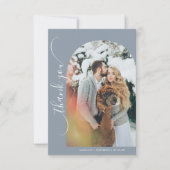 ミニマモダンリストのダスティ結婚ブルーの写真 サンキューカード (正面)