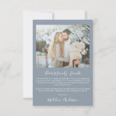 ミニマモダンリストのダスティ結婚ブルーの写真 サンキューカード (裏面)