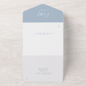 ミニマモダンリストのダスティ結婚ブルースクリプト オールインワン招待状 (外側)