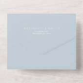 ミニマモダンリストのダスティ結婚ブルー オールインワン招待状 (裏面)