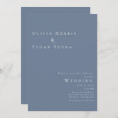 ミニマモダンリストのダスティ結婚ブルー 招待状 (正面/裏面)