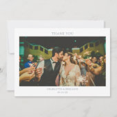 ミニマモダンリストのダスティ・ブルー結婚フォト サンキューカード (正面)