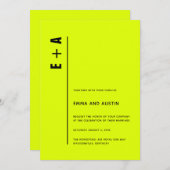 ミニマモダンリストのチャートレはっきりしたーズ結婚イニシャル 招待状 (正面/裏面)