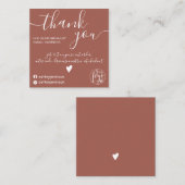 ミニマモダンリストのテラコッタの感謝していご注文 スクエア名刺 (正面/裏面)