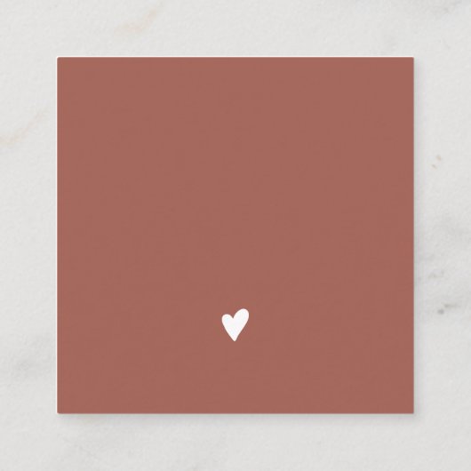 ミニマモダンリストのテラコッタの感謝していご注文 スクエア名刺 (裏面)