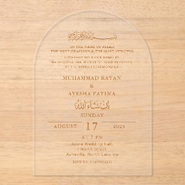 ミニマモダンリストのニッカ結婚イスラム教徒 アクリル招待状