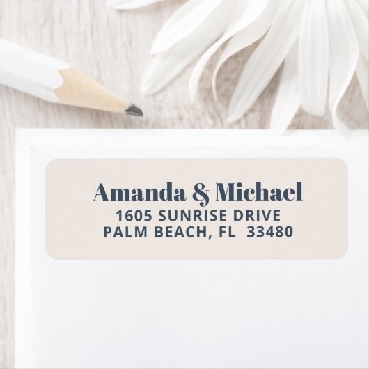 ミニマモダンリストのネイビーブルーとベージュ色ベージュ ラベル (インサイチュ)