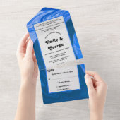 ミニマモダンリストのネイビーブルーウェーブの抽象芸術結婚ズ オールインワン招待状 (貼ってはがせる)