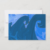 ミニマモダンリストのネイビーブルーウェーブの抽象芸術結婚ズ 出欠カード (裏面)