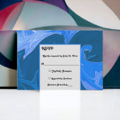 ミニマモダンリストのネイビーブルーウェーブの抽象芸術結婚ズ 出欠カード