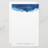 ミニマモダンリストのネイビーブルーウォーターの色のスプラッシュ 便箋 (正面/裏面)