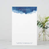 ミニマモダンリストのネイビーブルーウォーターの色のスプラッシュ 便箋 (スタンド正面)