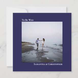 ミニマモダンリストのネイビーブルースクエア結婚写真 招待状