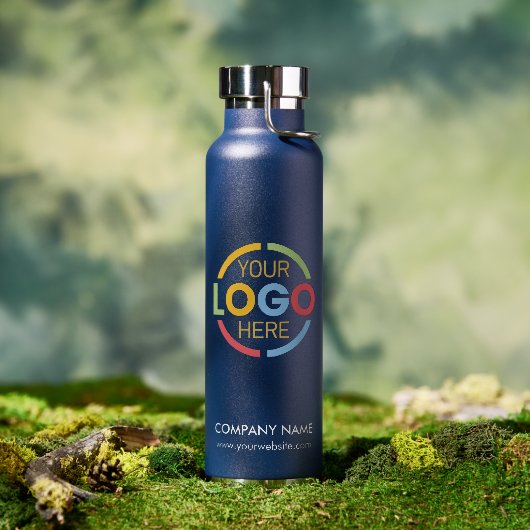 ミニマモダンリストのネイビーブルー会社のビジネスロゴ ウォーターボトル (アウトドア)